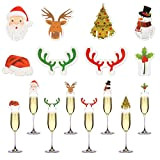 BELIHOME Lot de 80 décorations en verre de Noël pour verre de vin de Noël, carte décorative, marqueur de verre ...