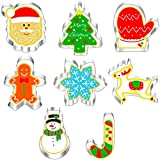 BELSVOR Lot de 8 Emporte Pièces Noël, Emporte Piece en Acier Inoxydable, Emporte Piece Biscuit pour Décoration Biscuit/ Gâteau/ Cookies/ ...