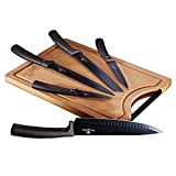 Berlinger Haus Carbon Pro Set de 5 Couteaux de Cuisine Professionnels, Planche à Découper en Bambou, Lame en Acier Inoxydable, ...