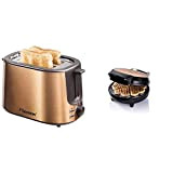 Bestron Gaufrier pour gaufres classiques en forme de coeur, 700 Watts & Grille-pain avec 2 fentes pour griller des toasts, ...
