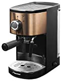 Bestron Machine à espresso pour 2 tasses, Avec buse vapeur pivotante, 15 bars, 1 250/1 450 W, Acier inoxydable, Design ...