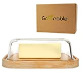Beurrier Greenable ® - Boîte fabriquée avec des matériaux durables en verre avec couvercle en bambou - 100% sans BPA ...