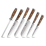 BGT 6 Pièces Set Couteau Cuisine Japonais Damas, Set de Couteaux de Cuisine Japonais Damas, VG10 Couteaux de Cuisine Professionnels ...