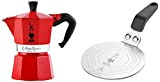 Bialetti 0004942 Cafetière Italienne, Aluminium, Rouge, 3 Tasses & Assiette à Induction, Adaptateur pour l’Usage de Cafetières et Poêles sur ...