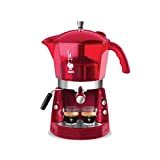 Bialetti Mokona, Machine à café expresso, Système ouvert (pour le sol, Gélules et dosettes), 1050W, Rouge