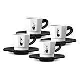 Bialetti Octagonal Cups, Set of 4 Cups, Black and White, 75 ML