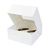 BIOZOYG Boîte de Muffins 4 Cupcakes avec Grande fenêtre I Inclus 100 boîtes de pâtisserie Coffrets Cadeaux Blanc I Boîte ...