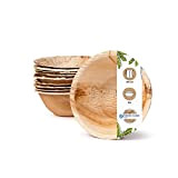 BIOZOYG Palmware - Vaisselle jetable environnemental du Papier Palmier I 25 pièces Bols Ronds 275ml Ø13,5cm I Cuvette Salade - ...