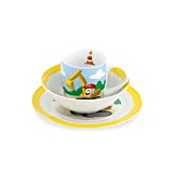 BIOZOYG - Service de Vaisselle pour Enfants en Porcelaine - Set Petit Déjeuner 3 Pièces, Lavable au Lave-Vaisselle, Assiettes Tasses ...