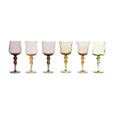 BITOSSI HOME DISUALE Lot de 6 verres à pied formes assorties H 23 cm - Texture Nuance Ambre/rose