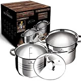 Blaumann Gourmet Line Lot de 3 casseroles en acier inoxydable pour soupe et pâtes