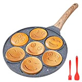 Bobikuke Poêle à Pancakes Induction, Smiley Poêle à Crêpes pour Enfants Antiadhésif Plat à Crêpes pour le Petit-Déjeuner, 26cm (Noir)
