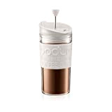 Bodum 11102-913S Mug à Piston Isotherme Couvercle à Clapet, Blanc, Transparent, 0,35 L, Plastique, 8,9 cm