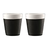 Bodum - 11581-01 - Bistro - Set de 2 Mugs en Porcelaine - 0,17 L - Bande Silicone Noire
