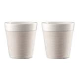 Bodum - 11581-913 - Bistro - Set de 2 Mugs en Porcelaine - 0,17 L - Bande Silicone Blanche