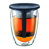 Bodum - K11153-01 - Tea For One - Set Infuseur Individuel - Verre Double Paroi - 35 cl - Noir