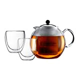 Bodum - K1833-16 - Assam Tea Set - Théière à Piston en Verre - Filtre Plastique - Couvercle Inox - ...
