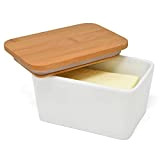 Boîte à beurre en céramique blanche avec couvercle - Beurrier porcelaine de 500 ml - Grand beurrier butter dish de ...