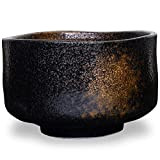 Bol à thé matcha fait main japonaise noir, cérémonie de thé vert, poterie authentique Mino Ware, Kuro Sakin Gesho Céramique ...