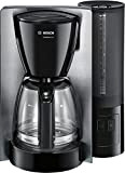 Bosch tka6 a643 Machine à café Comfort Line, Verseuse en verre, Circuit de automatiquement endab 20/40/60 minutes au choix, 1200 W, acier inoxydable/noir