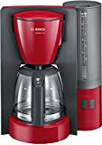 Bosch TKA6A044 Machine à Café Comfort Line, Verseuse en Verre 1200 W, 1,25 L, Rouge/Anthracite