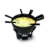 Boska Set à Fondue Nero/Caquelon de fondue avec 6 fourchettes/Support en fonte/Caquelon lavable au lave-vaisselle/Noir / 1 L