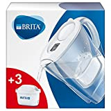 BRITA Carafe filtrante Marella blanche + 3 filtres MAXTRA+, réduit le calcaire, le chlore et le plomb pour une eau ...