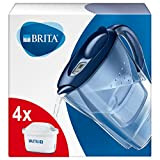 BRITA Carafe filtrante Marella bleue (2,4l), 4 filtres MAXTRA+ inclus, réduit le calcaire, le chlore et le plomb pour une ...