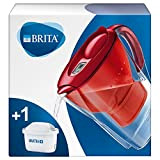 BRITA Carafe filtrante Marella rouge + 1 filtre MAXTRA+, réduit le calcaire, le chlore et le plomb pour une eau ...