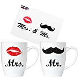 Brubaker Mr. & Mrs. Cups Set de Tasses à Café en Céramique - 300 ML - Cadeau de Mariage avec ...