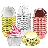 BUENTYA 600 PCS Caissettes à Muffins en Papier Métallisé Moule à Cupcakes en Feuille d'Aluminium Moules Muffins Gâteau Aluminium Trois ...