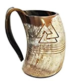 Bull Horn Odin Mug naturel Drinking Horn 8 pouces avec gravure Tankard Horn Tasse à bière Viking Tankard faite de ...