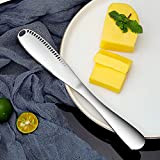 Butter Knife,Butter Slice Tool Butter Spreader Stainless Steel Slicer Grater Silver Professional 3 in 1 with Holes Serrated Edge