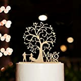 Cake Topper, Mr & Mrs Gâteau Topper Personalized Figurine de Gâteau en Bois pour Les Décorations de Gâteau de Mariage