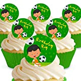 Cakeshop Décorations comestibles pour gâteaux d'anniversaire Motif ballon de football 12 décorations en papier gaufré prédécoupées - qualité supérieure