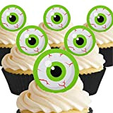 Cakeshop Décorations de gâteaux comestibles pour Halloween Motif œil vert 12 décorations en papier gaufré prédécoupées - qualité supérieure