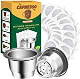 CAPMESSO Capsules à espresso réutilisables Capsules à café rechargeables en acier inoxydable Compatible avec la machine à café Nespresso OriginalLine ...