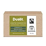 Capsules Cafe Compatible Nespresso ® Sumatra Mandheling Compostables par Dualit (Lot de 50) - 5 pqs de 10 Dosette Compatible ...