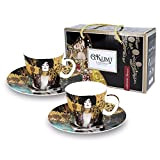 CARMANI - Gustav Klimt 'Judith', Porcelaine Coupe espresso avec soucoupe Lot de 2