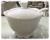 Chic Antique Pot à Sucre Provence Sugar Bowl avec cuillère Blanc Style Maison de Campagne Shabby
