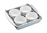 Chicago Metallic Professional Creme Brulee Set with Ramekin Dishes and Baking Tin, In Gift Box, Carbon Steel/Ceramic, 6 Pieces