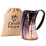 Chope à boire de style Viking Divit | Authentique chope en corne de bière médiévale | Capacité de 700 mL ...