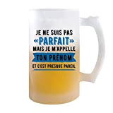 Chope de Bière Prénom Homme Parfait | Verre à bière pinte personnalisable Cadeau humour alcool original | Imprimé en France