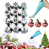 Christmas Flower Frosting Tips Nozzles 15 Pcs Set, 【2023 New】 Christmas Nozzles Set, Stainless Steel Cupcake Frosting Piping Tip Set, ...