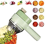 Chulovs Set coupe-légumes électrique portable 4 en 1, 2022 Nouveau mini-passoire électrique sans fil pour l'ail, hachoir et coupeur en ...