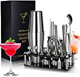 Chulovs Shaker Cocktail Set 20 Pièces Ensemble de shaker, Shaker Acier Inoxydable support en acrylique, outils de bar professionnels pour ...