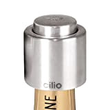 Cilio Bouchon de Bouteille de Champagne en Acier Inoxydable Poli, Couleur Argent, 6 x 5 x 5 cm