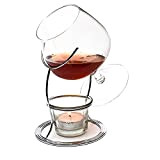 CKB LTD® Verre à Cognac Brandy Snifter Warmer Glass Stand Gift Set with Tealight Candle & Crome Holder Verres à ...