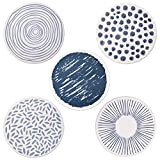 Coasters MyLuisa Lot de 5 dessous de verre décoratifs en terre de diatomée style japonais Bleu oriental