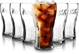 Coca Cola Lot de 6 verres à eau, 330 ml, de qualité supérieure, passent au lave-vaisselle, en cristal, transparents